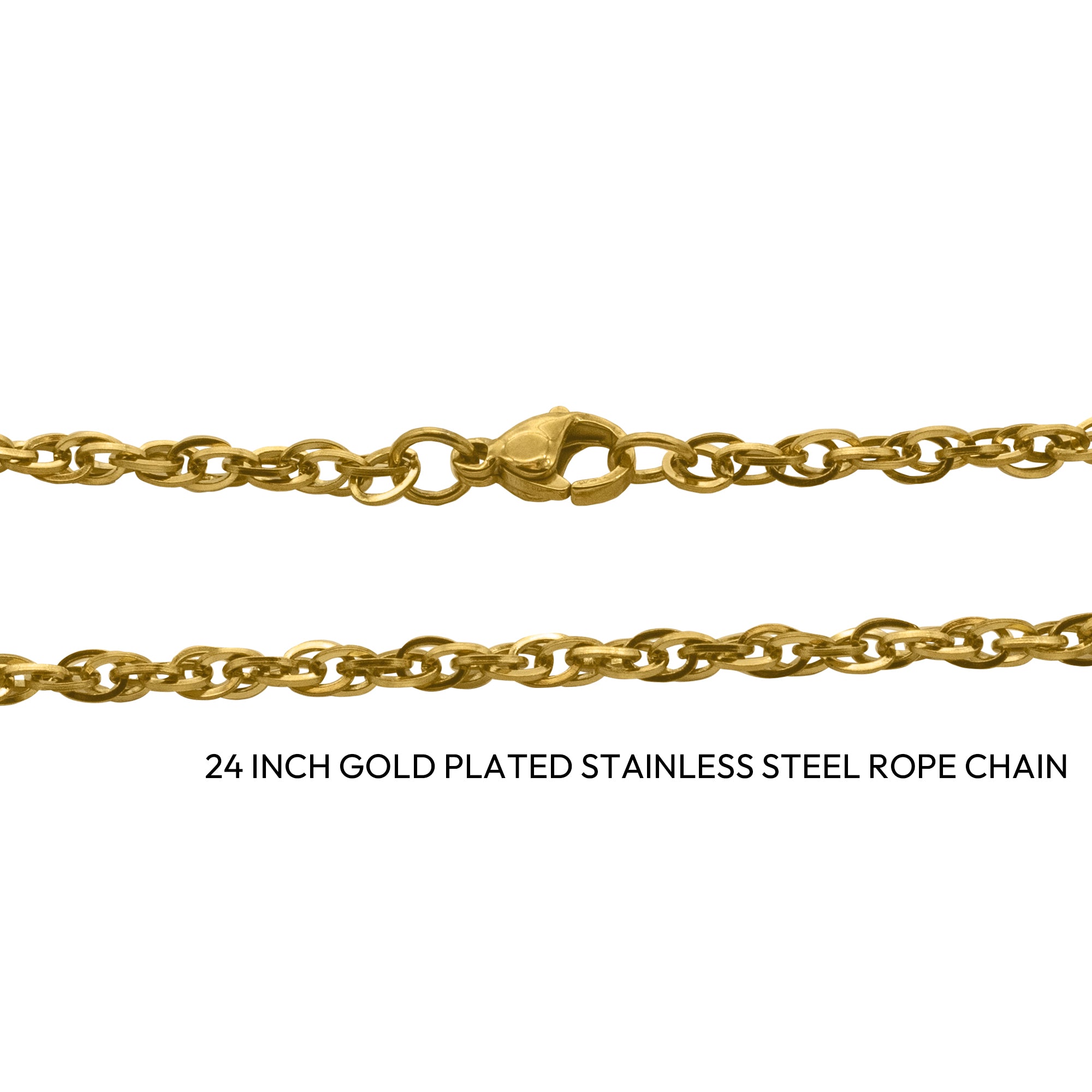 24" Gold-Plated Stainless Steel Rope Chain