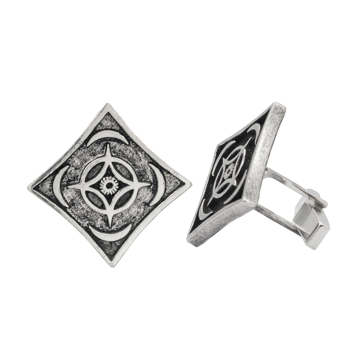 COUNTESS MANFC. JEWELLERS カフリンクス 925 Sterling Silver Square Cufflinks with Princess Cut