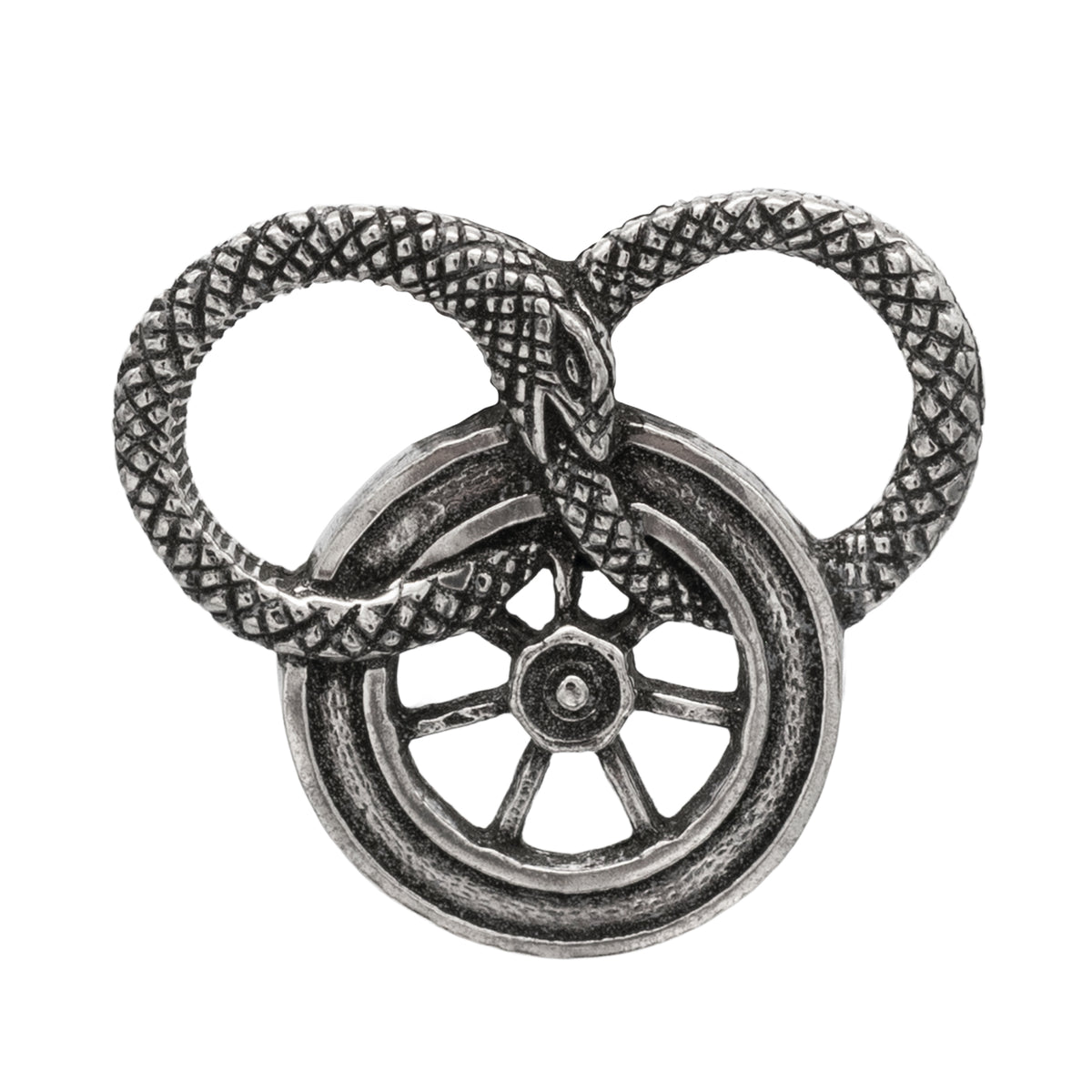 Snake and Wheel Lapel Pin - Sterling Silver or Bronze – BJS Inc.