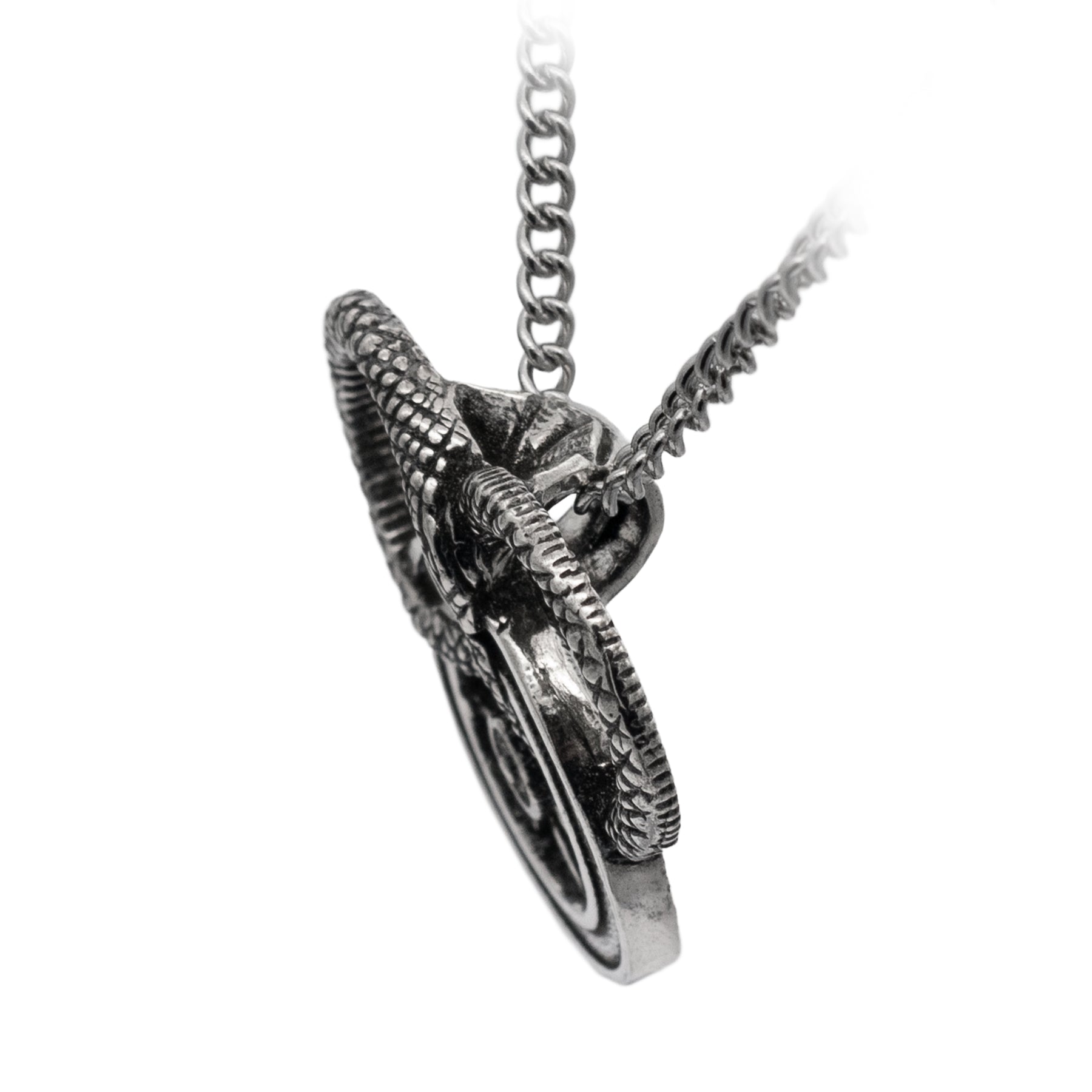 Snake and Wheel Necklace - Sterling Silver or Bronze