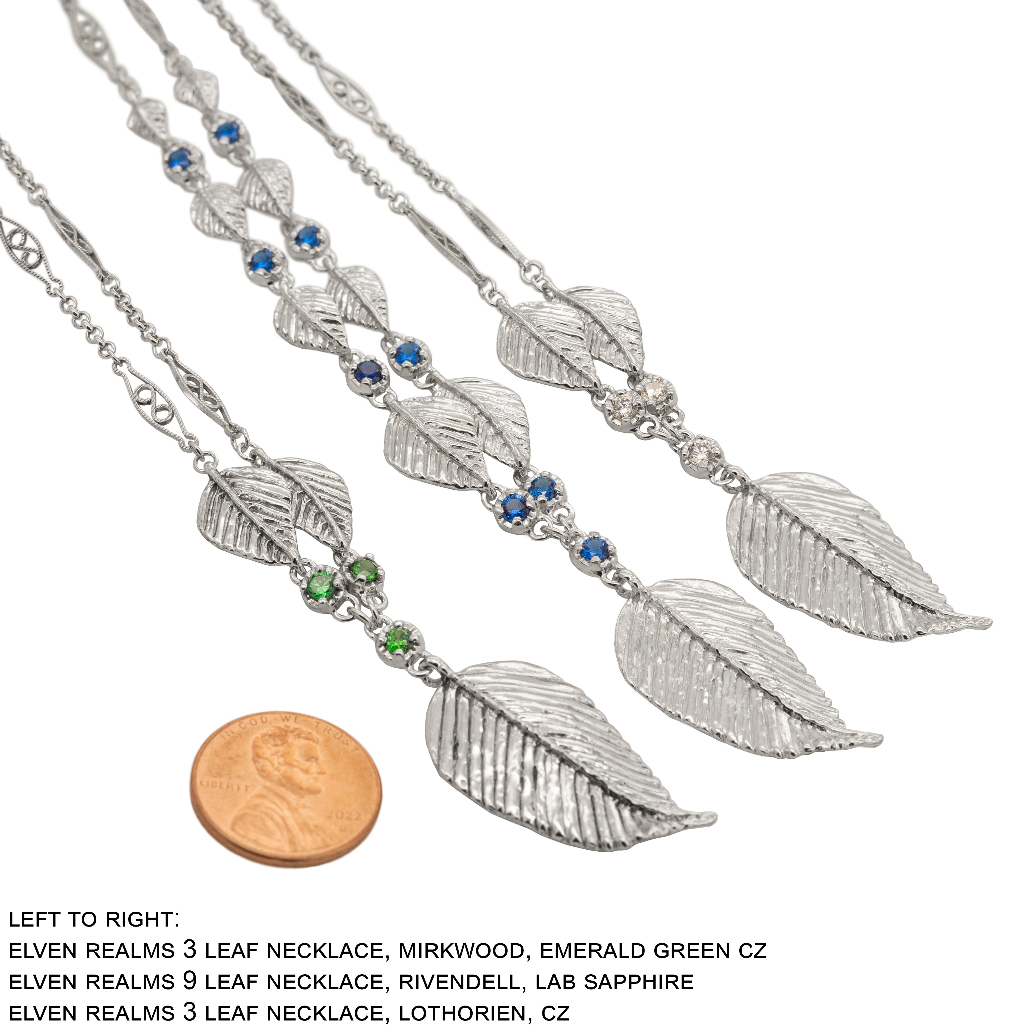 Elven Realms 3 Leaf Necklace: RIVENDELL™, MIRKWOOD™, LOTHLORIEN™
