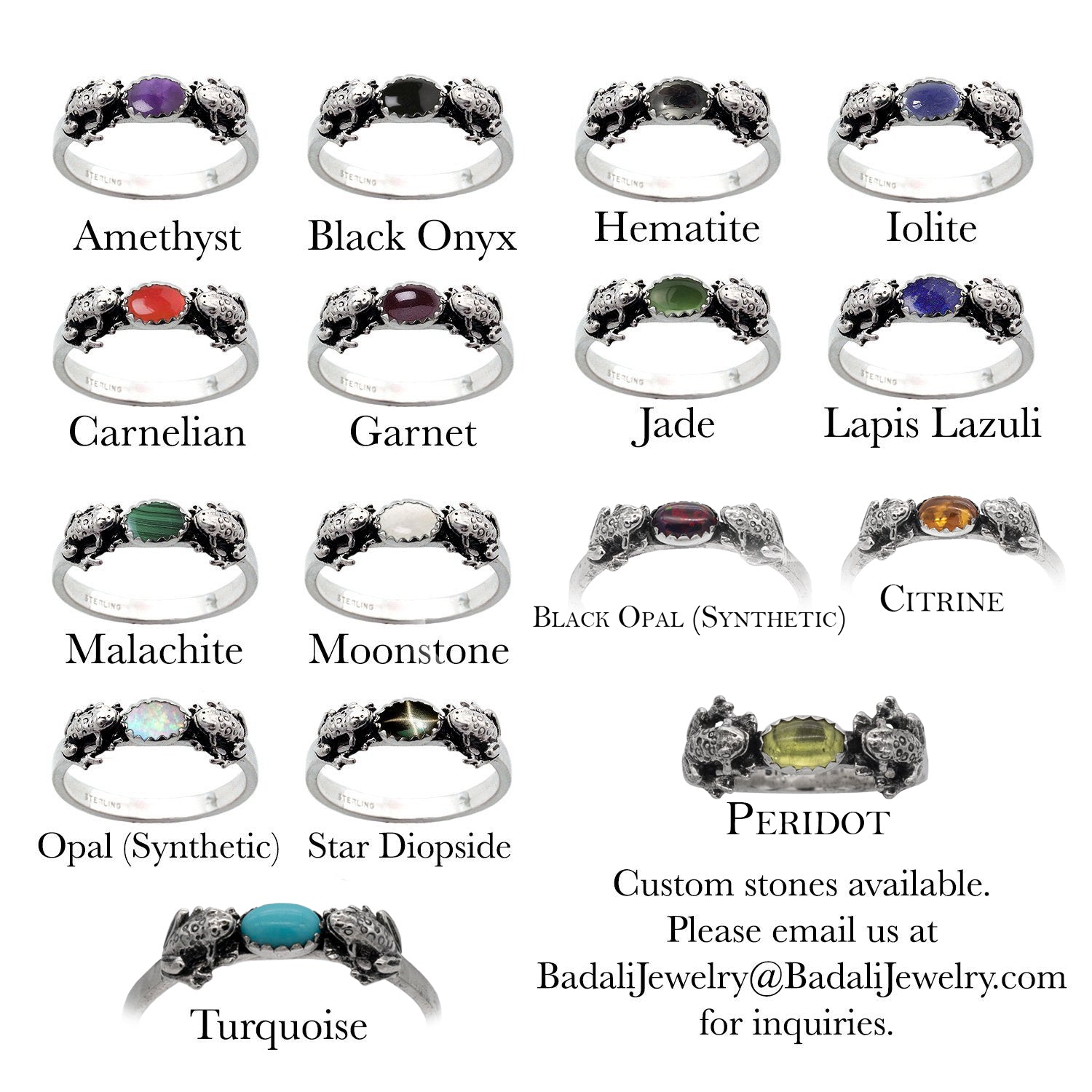 Double Frog Ring with Gemstone