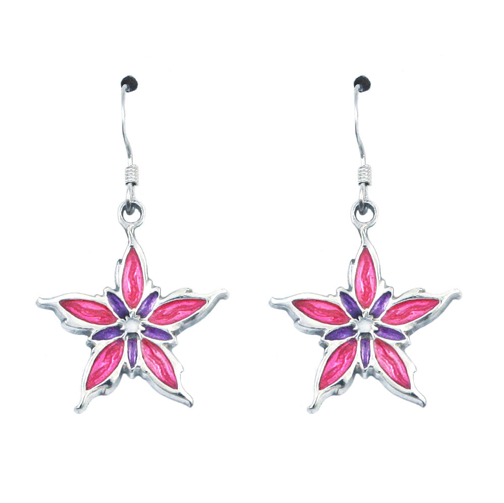 Two-tone Purple and Pink Nalthis Flower Earrings