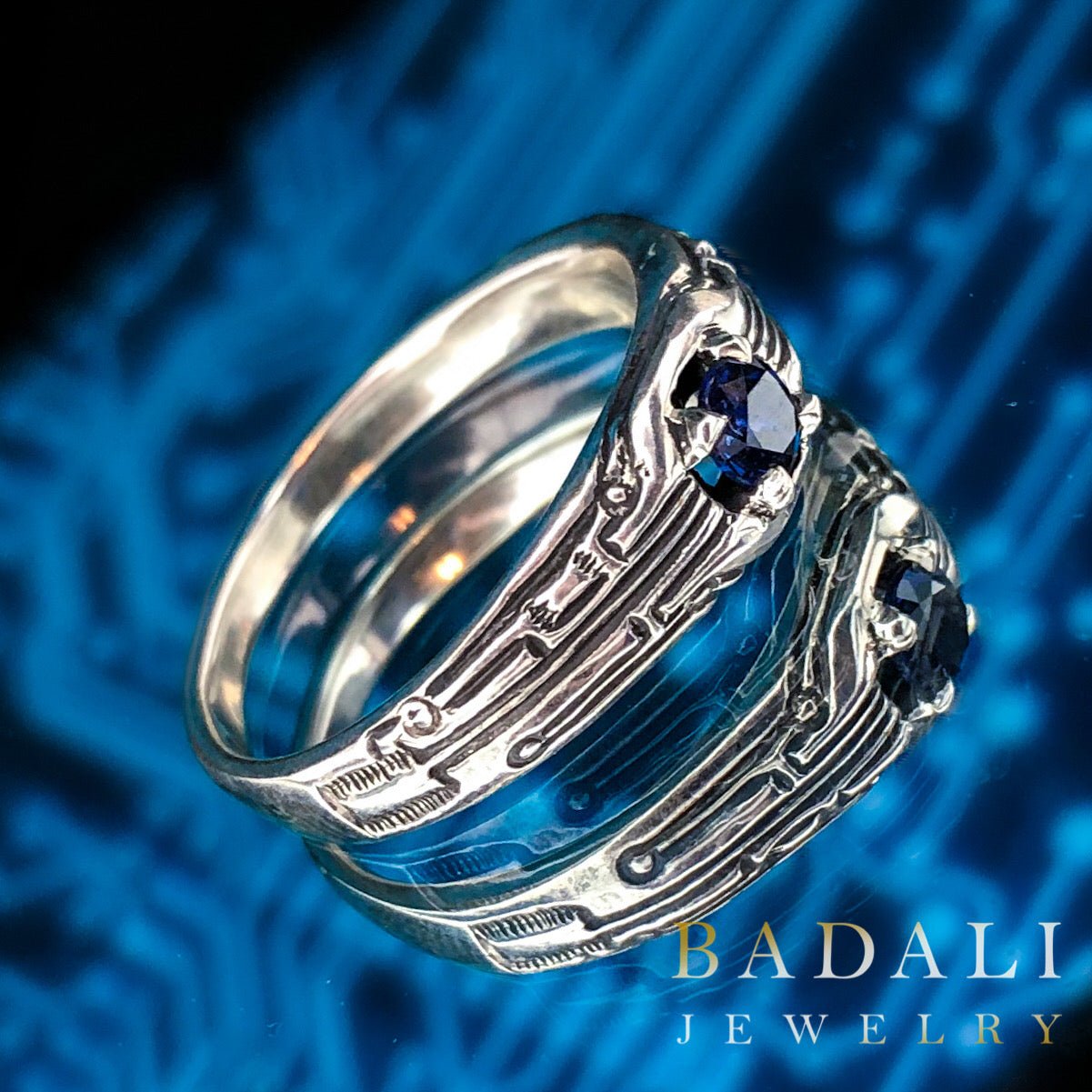 Circuit Board Ring with Gemstone - BJS Inc. - Ring