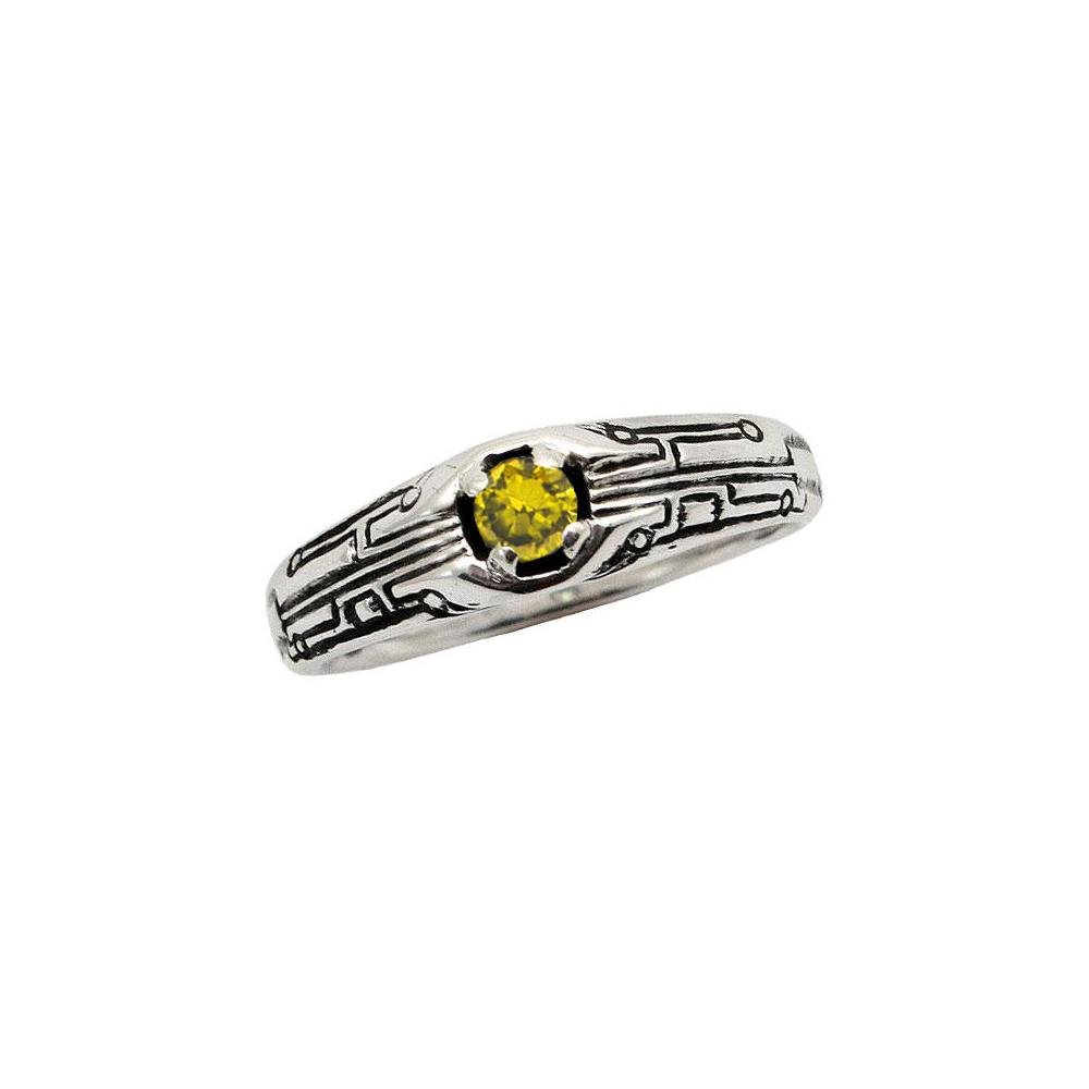 Circuit Board Ring with Gemstone - BJS Inc. - Ring