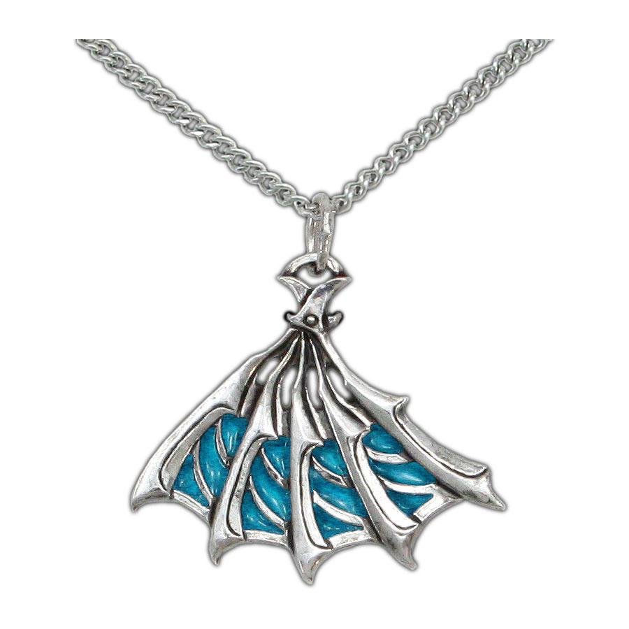 Enameled Silver Bladed Fan Pendant - Badali Jewelry - Necklace