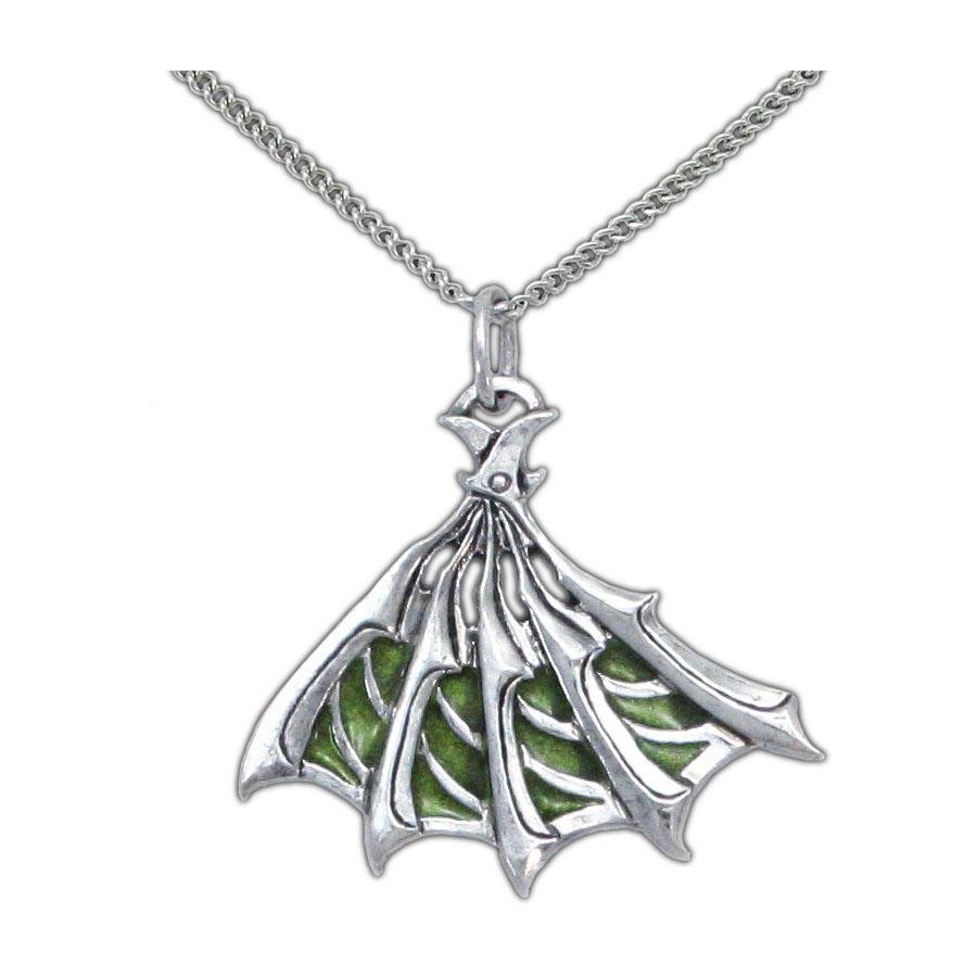 Enameled Silver Bladed Fan Pendant - Badali Jewelry - Necklace