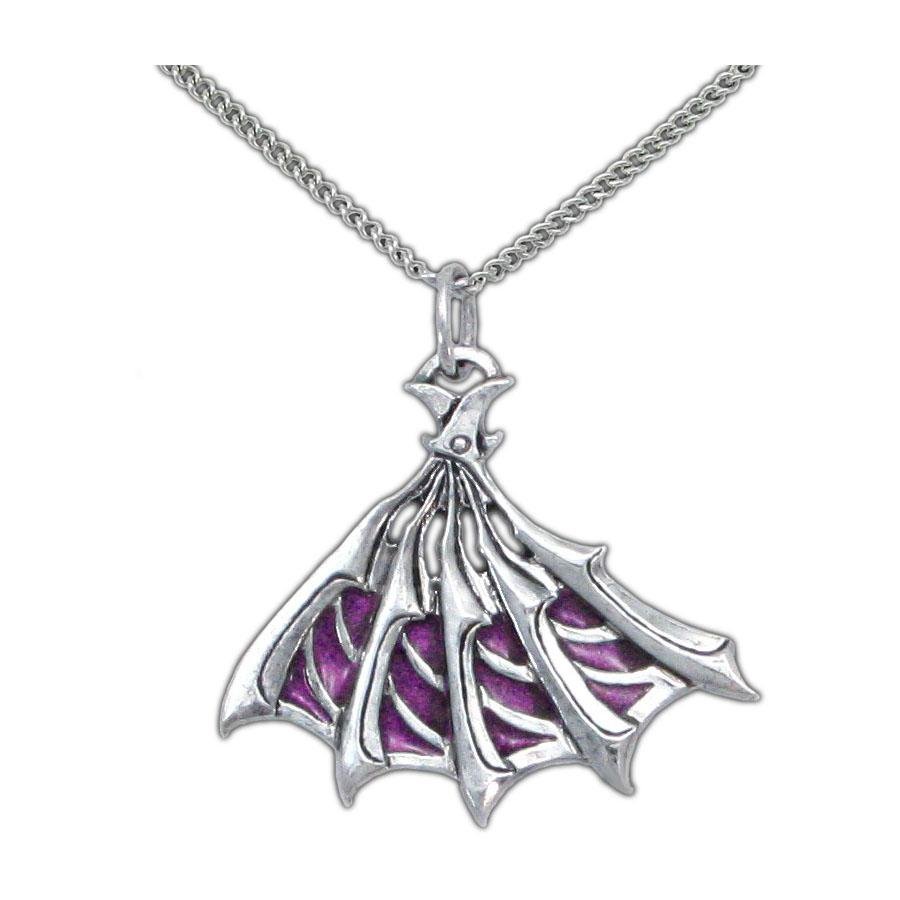 Enameled Silver Bladed Fan Pendant - Badali Jewelry - Necklace