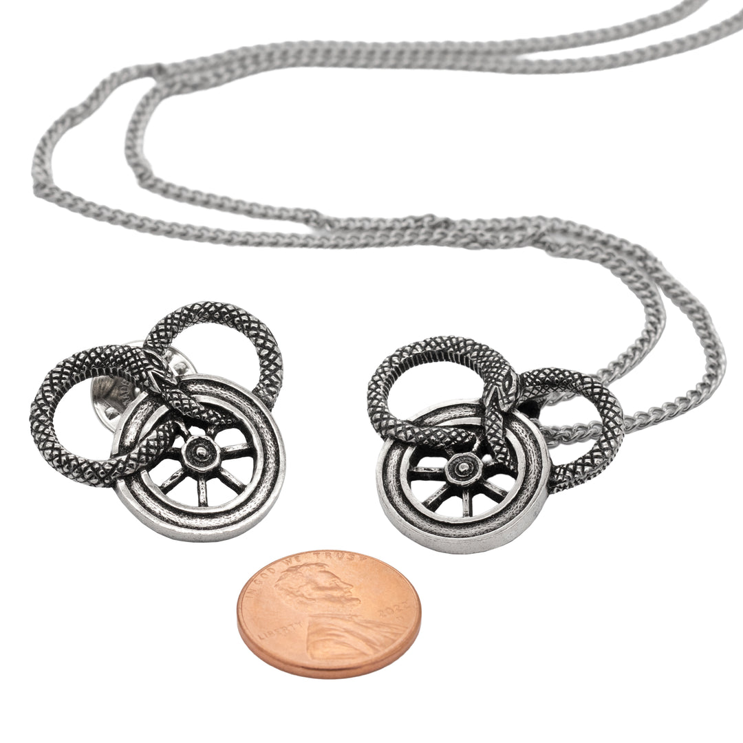 Snake and Wheel Lapel Pin - Sterling Silver or Bronze – BJS Inc.