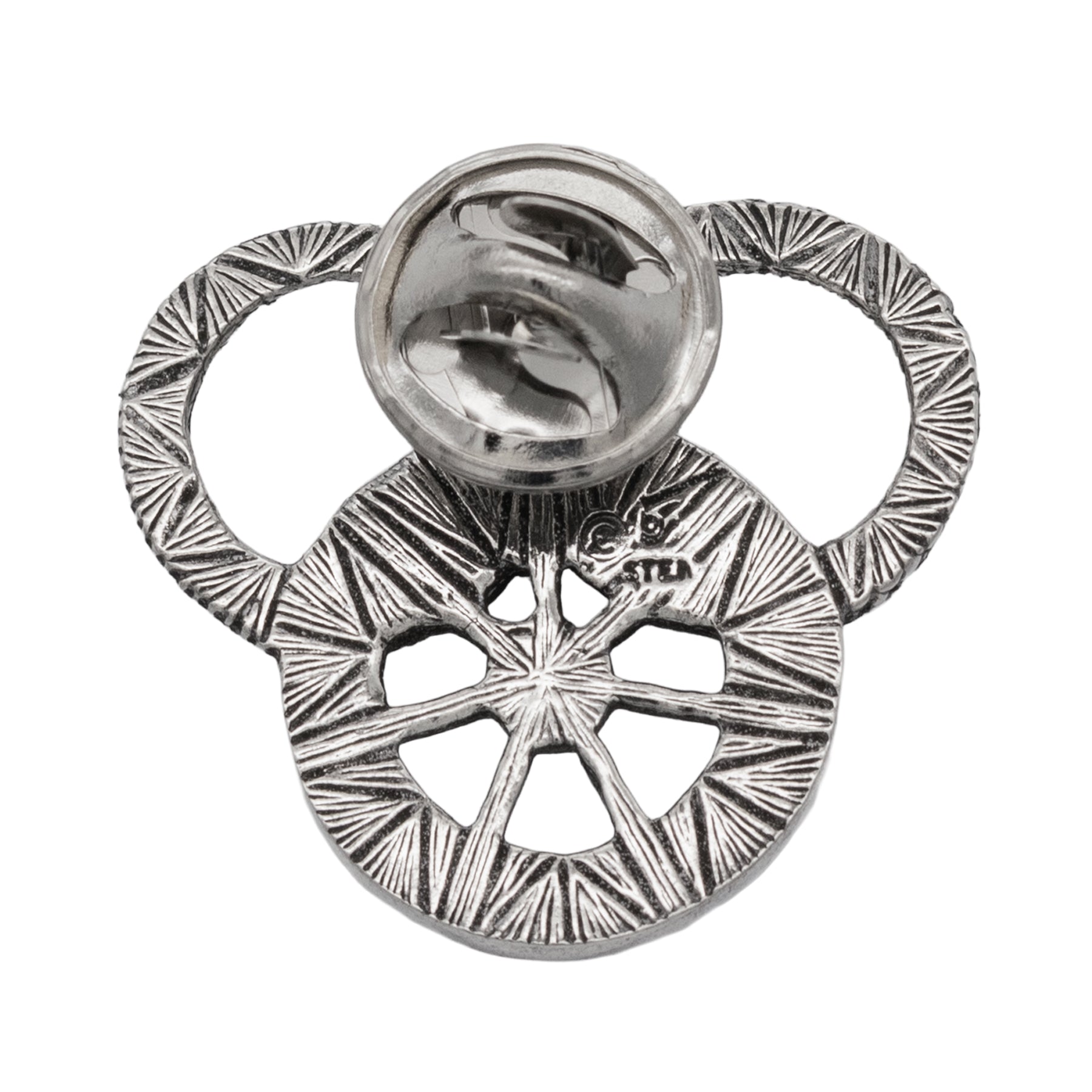 Snake and Wheel Lapel Pin - Sterling Silver or Bronze