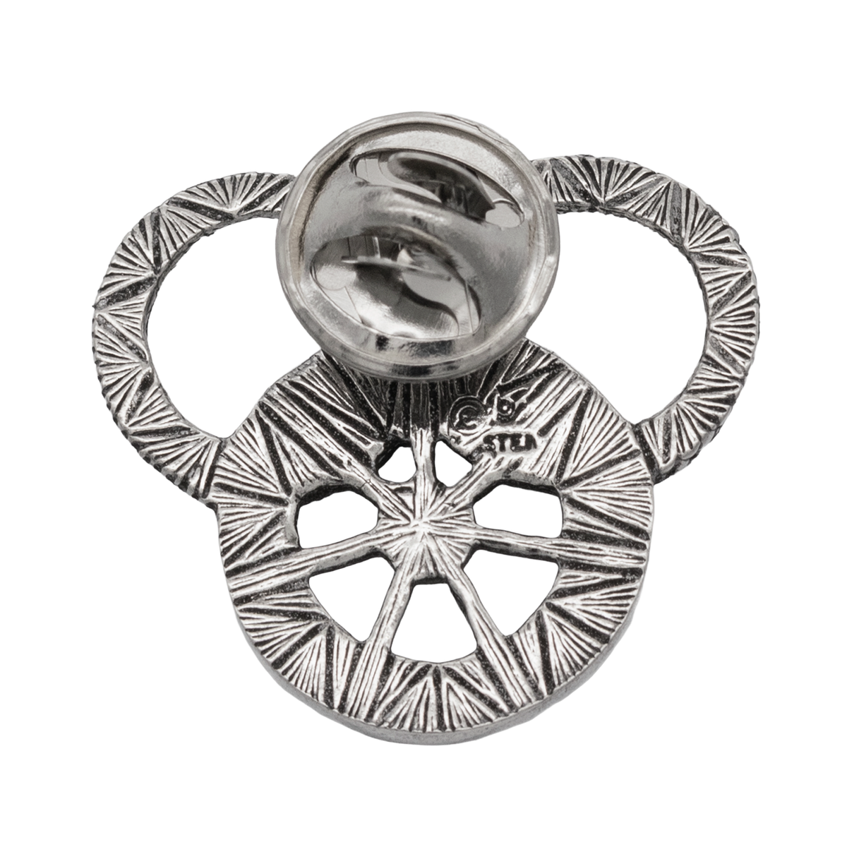 Snake and Wheel Lapel Pin - Sterling Silver or Bronze