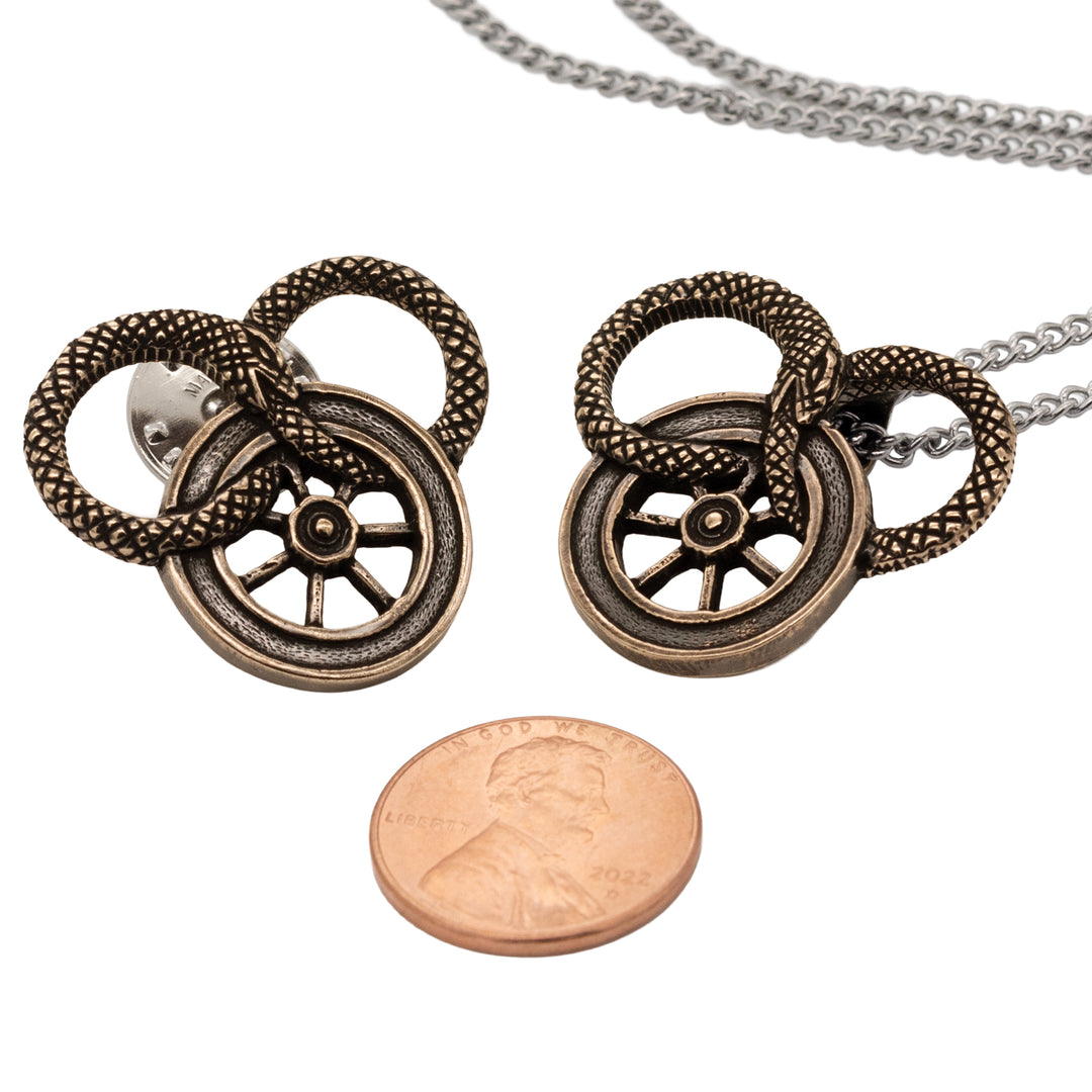 Snake and Wheel Necklace - Sterling Silver or Bronze – BJS Inc.
