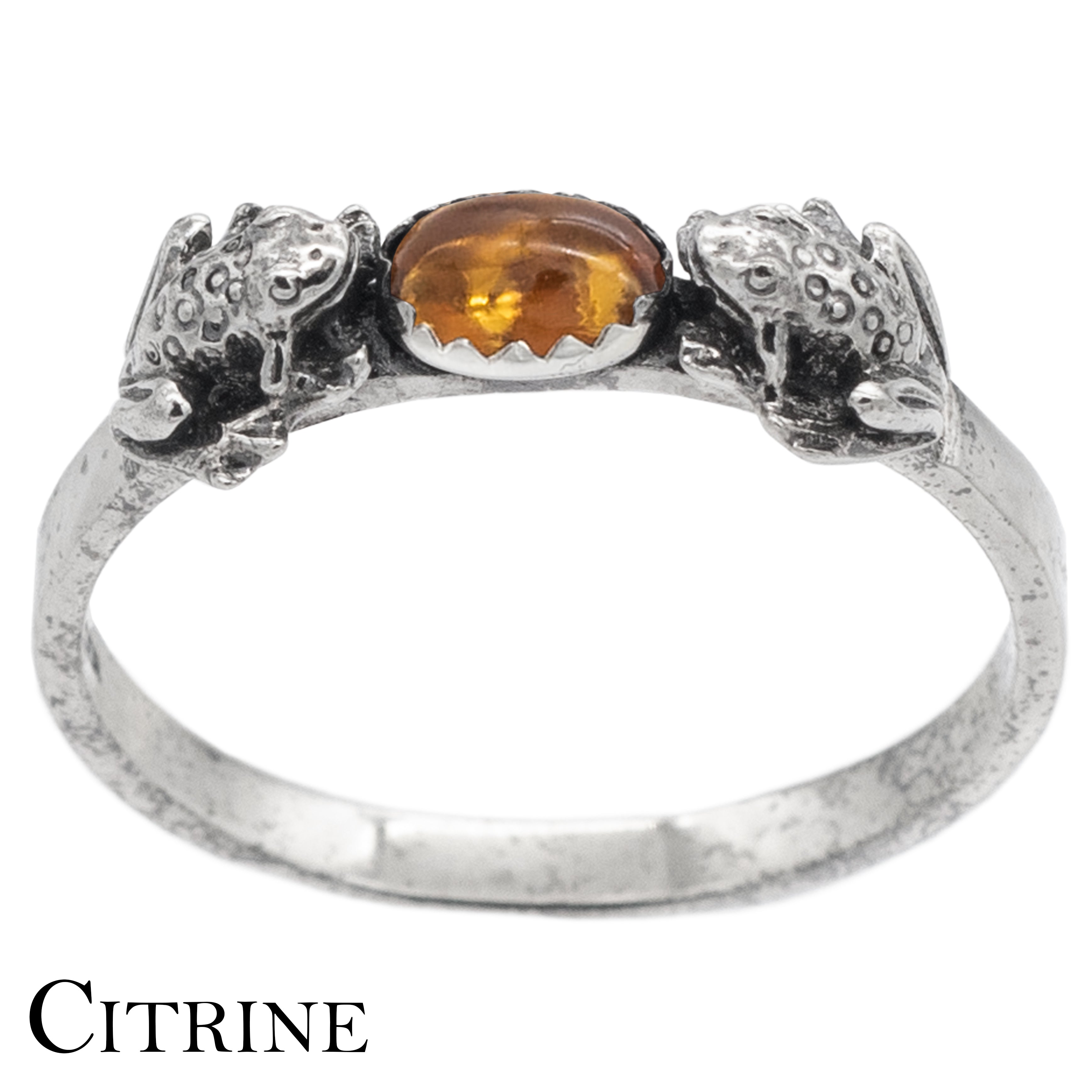 Double Frog Ring with Gemstone