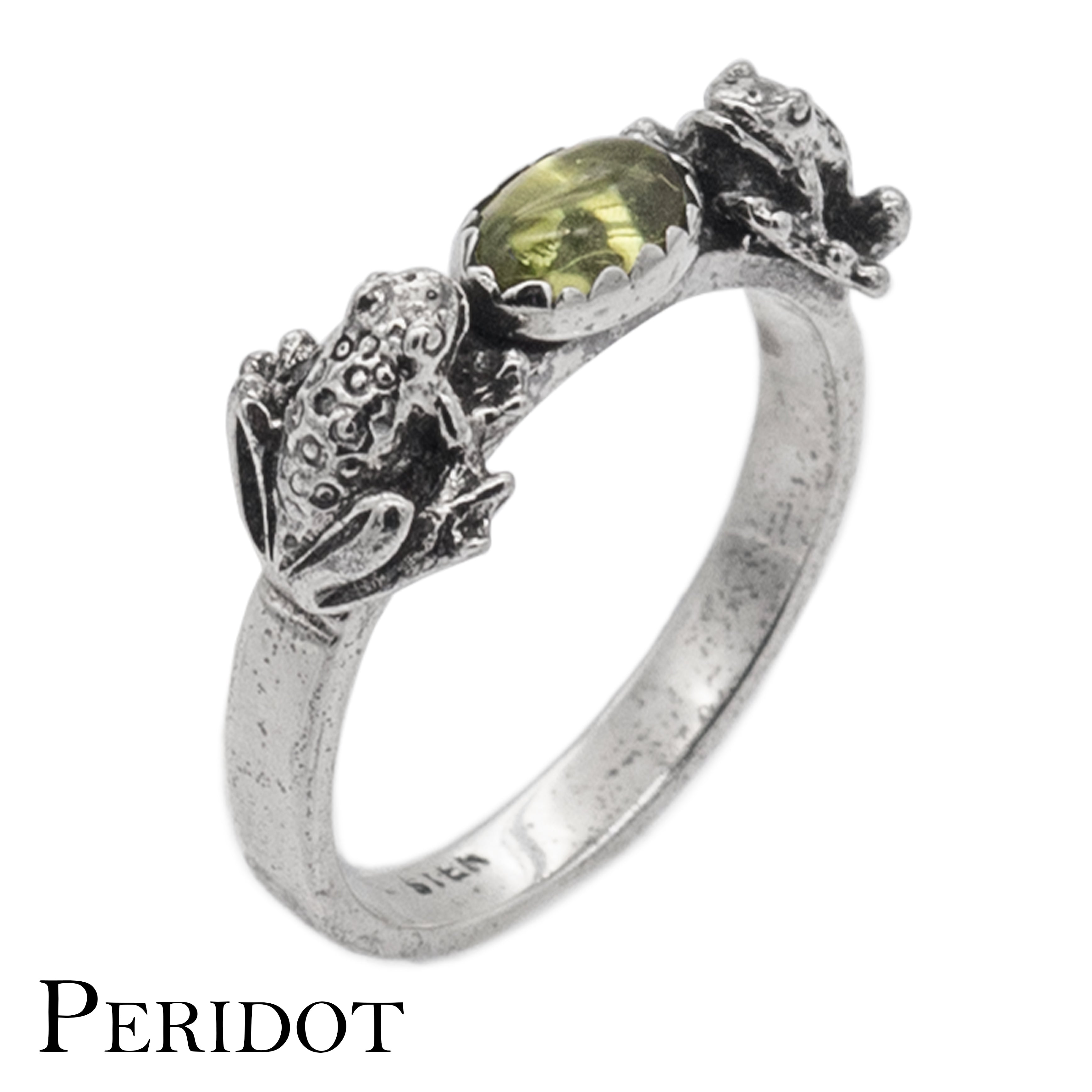 Double Frog Ring with Gemstone