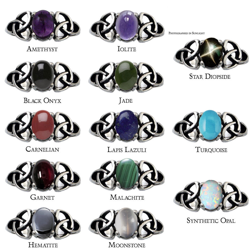 Celtic Triskele Ring with Gemstone - BJS Inc. - Ring
