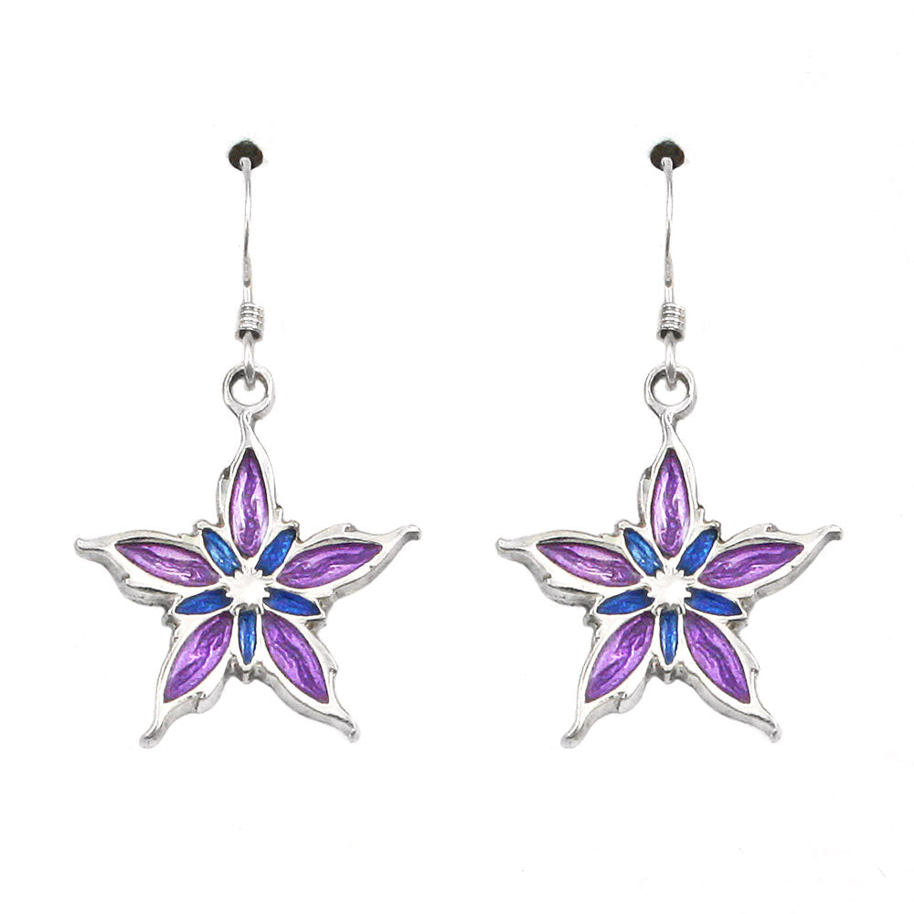 Two-tone Purple and Blue Warbreaker Flower Earrings