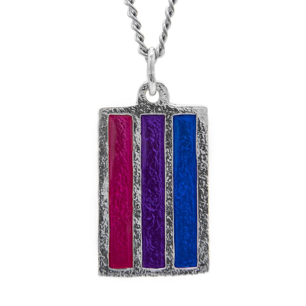 ⚪︎bizarrree⚪︎ Sterling Silver Bisexual PRIDE Flag Necklace – BJS Inc.