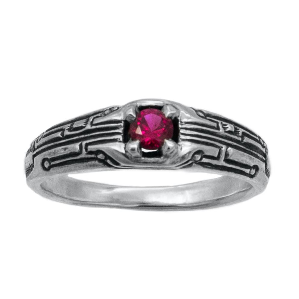 Circuit Board Ring with Gemstone - BJS Inc. - Ring