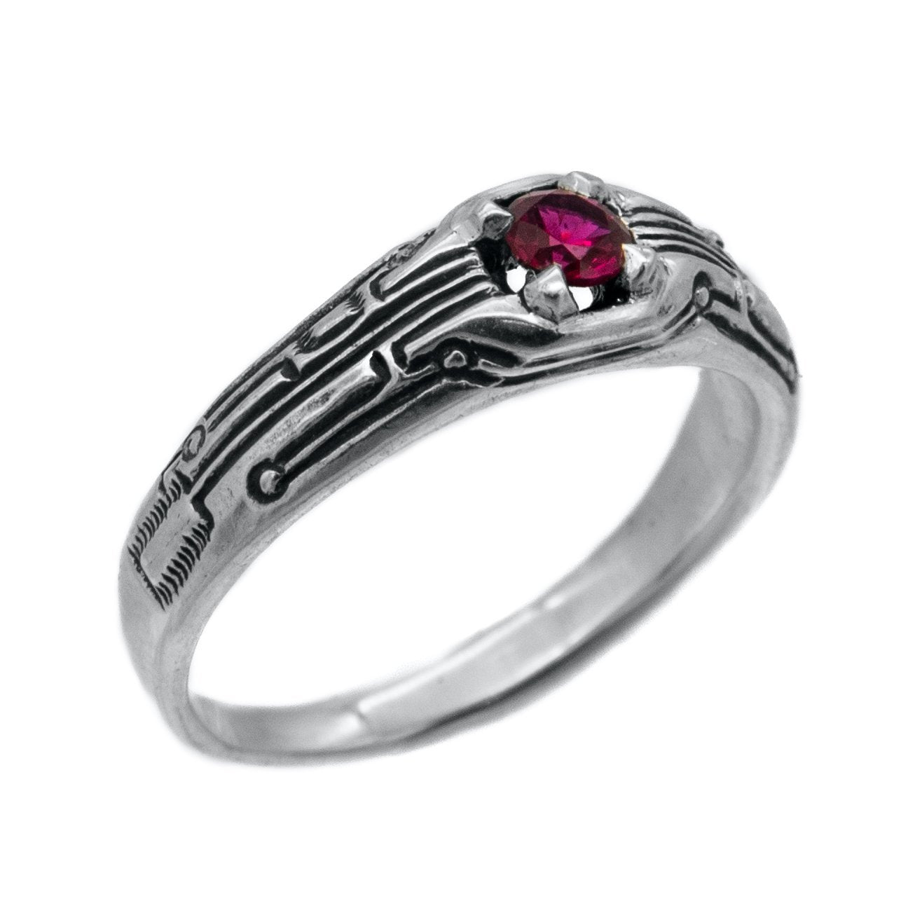 Circuit Board Ring with Gemstone - BJS Inc. - Ring