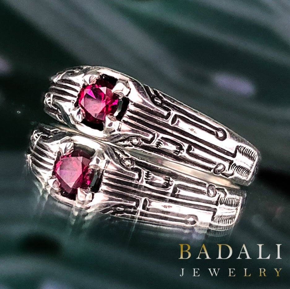 Circuit Board Ring with Gemstone - BJS Inc. - Ring