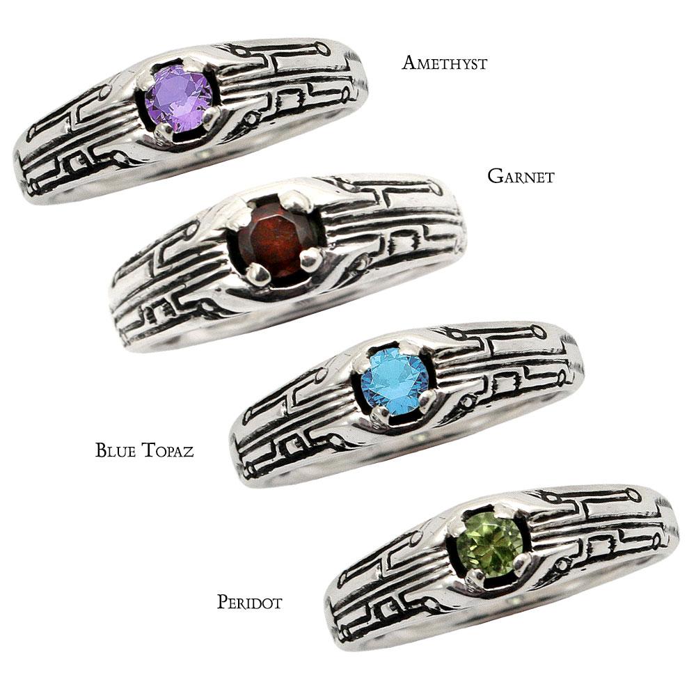 Circuit Board Ring with Gemstone - BJS Inc. - Ring