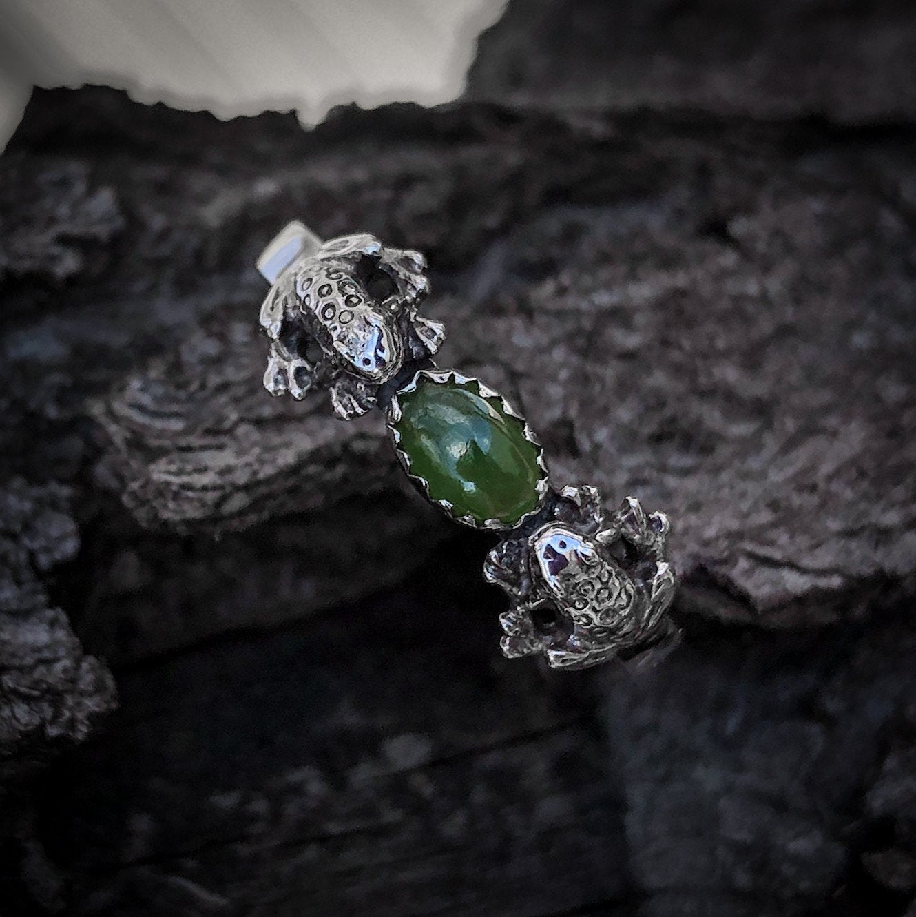 Double Frog Ring with Gemstone - BJS Inc. -