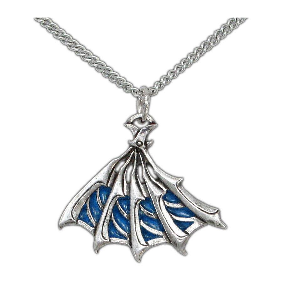 Enameled Silver Bladed Fan Pendant - Badali Jewelry - Necklace