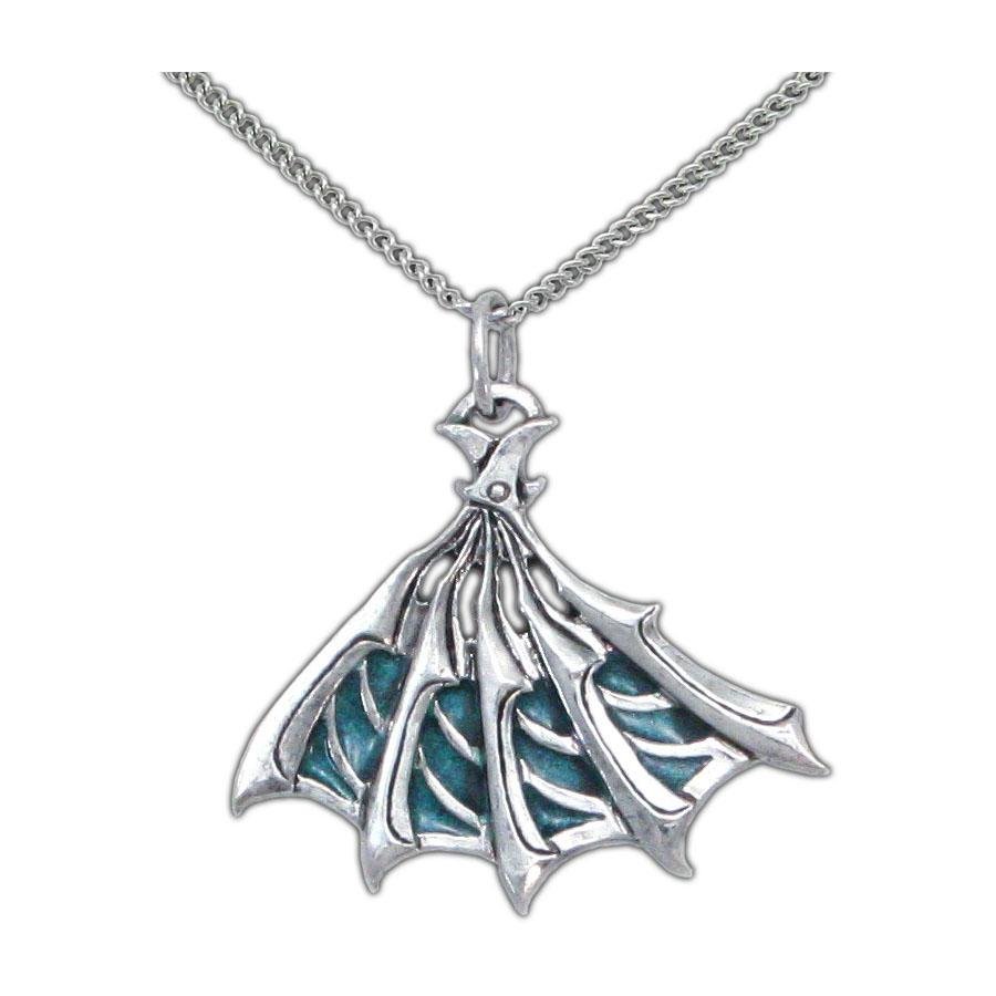 Enameled Silver Bladed Fan Pendant - Badali Jewelry - Necklace