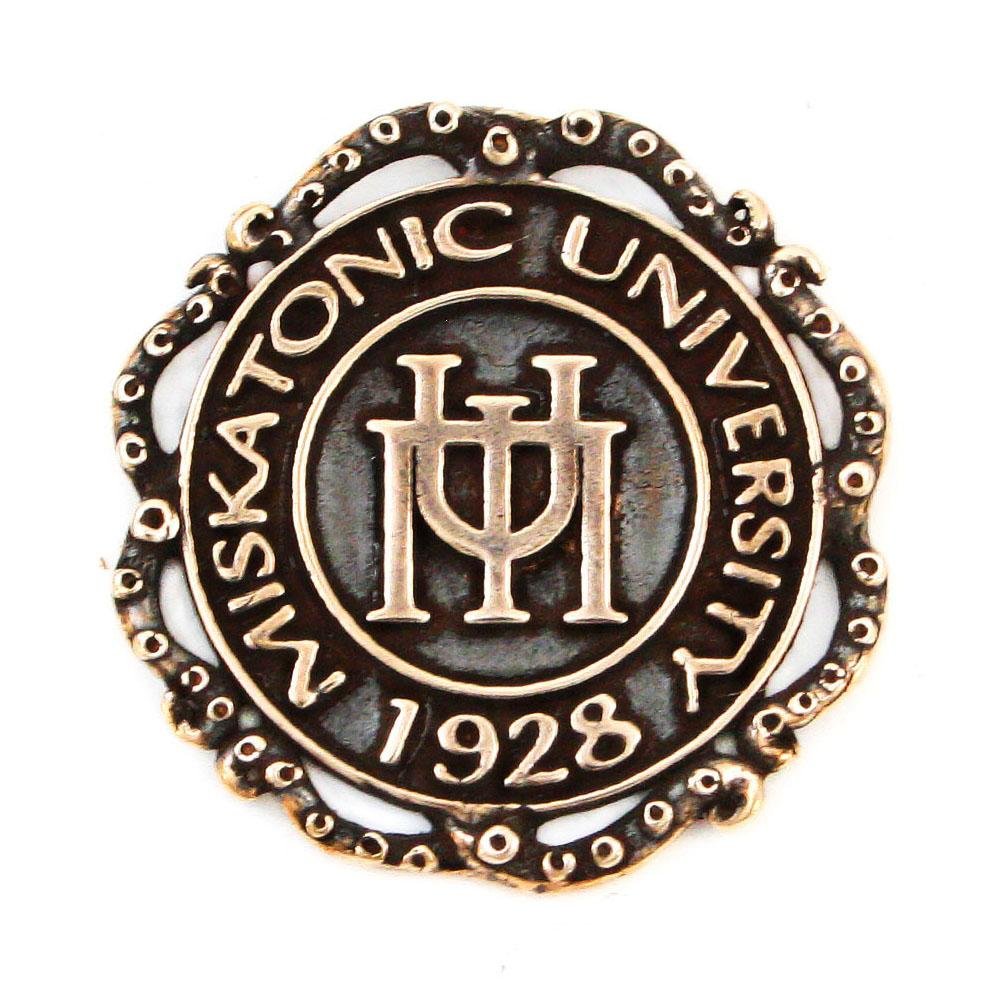Miskatonic University Pin with Tentacle Ribbon - Bronze - Badali Jewelry - Pin