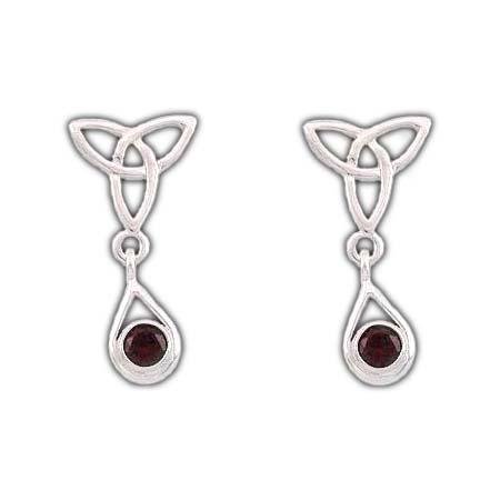 Triskele Earrings set with Garnet - Badali Jewelry - Earrings