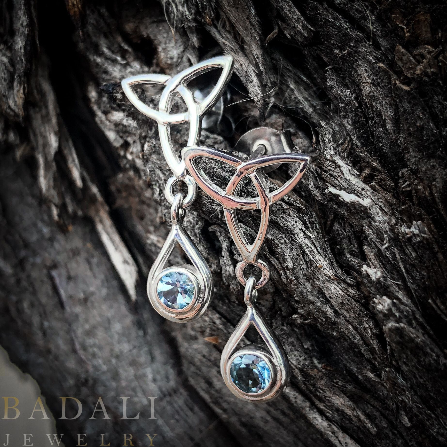 Triskele Earrings Blue Topaz - BJS Inc. - Earrings